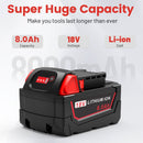 2Pack 18V 8.0Ah Lithium Battery for Milwaukee for M[hidden information] Extended W/Led