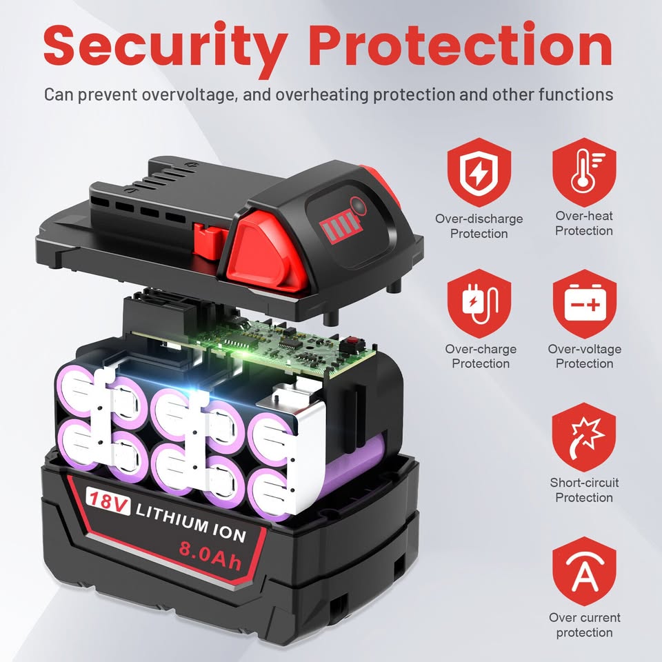 2Pack 18V 8.0Ah Lithium Battery for Milwaukee for M[hidden information] Extended W/Led