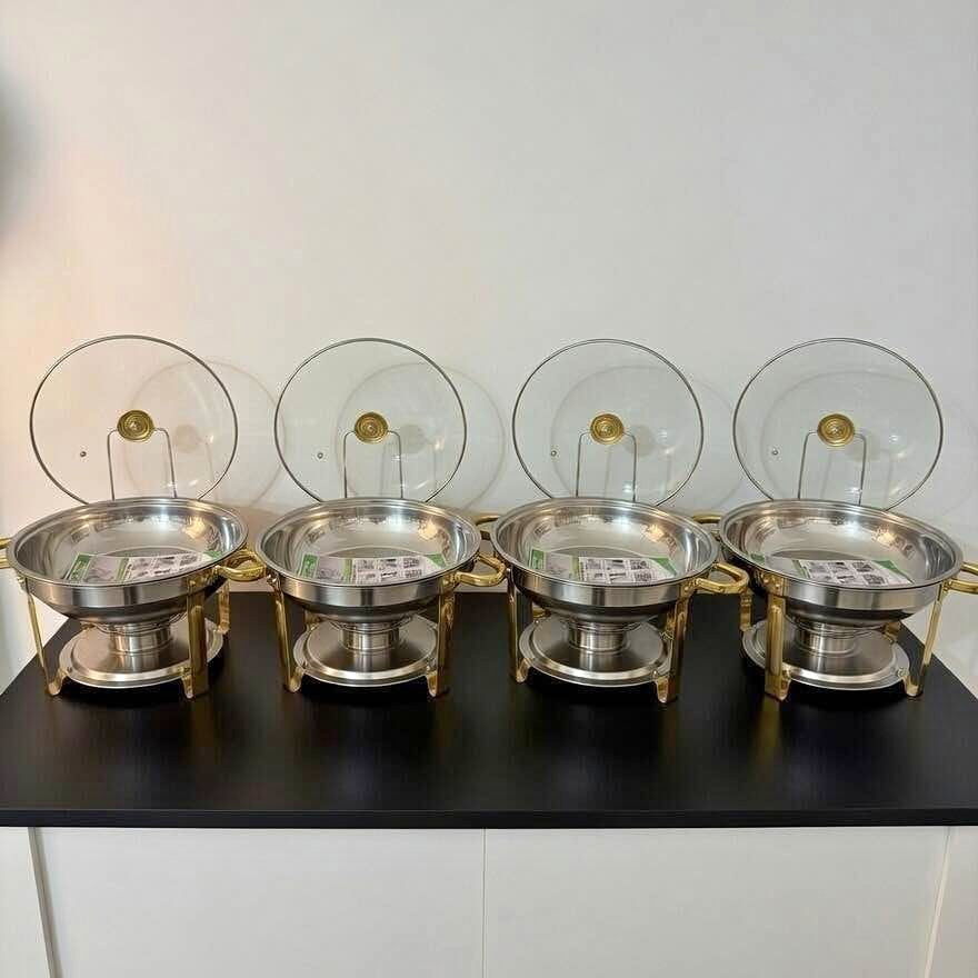 Elegant Gold & Stainless Buffet Server / Chafer Dish new