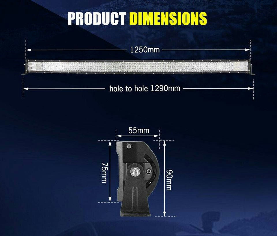 LightFox 50inch Cree Curved LED Light Bar Spot Flood Driving Offroad 4x4 52"