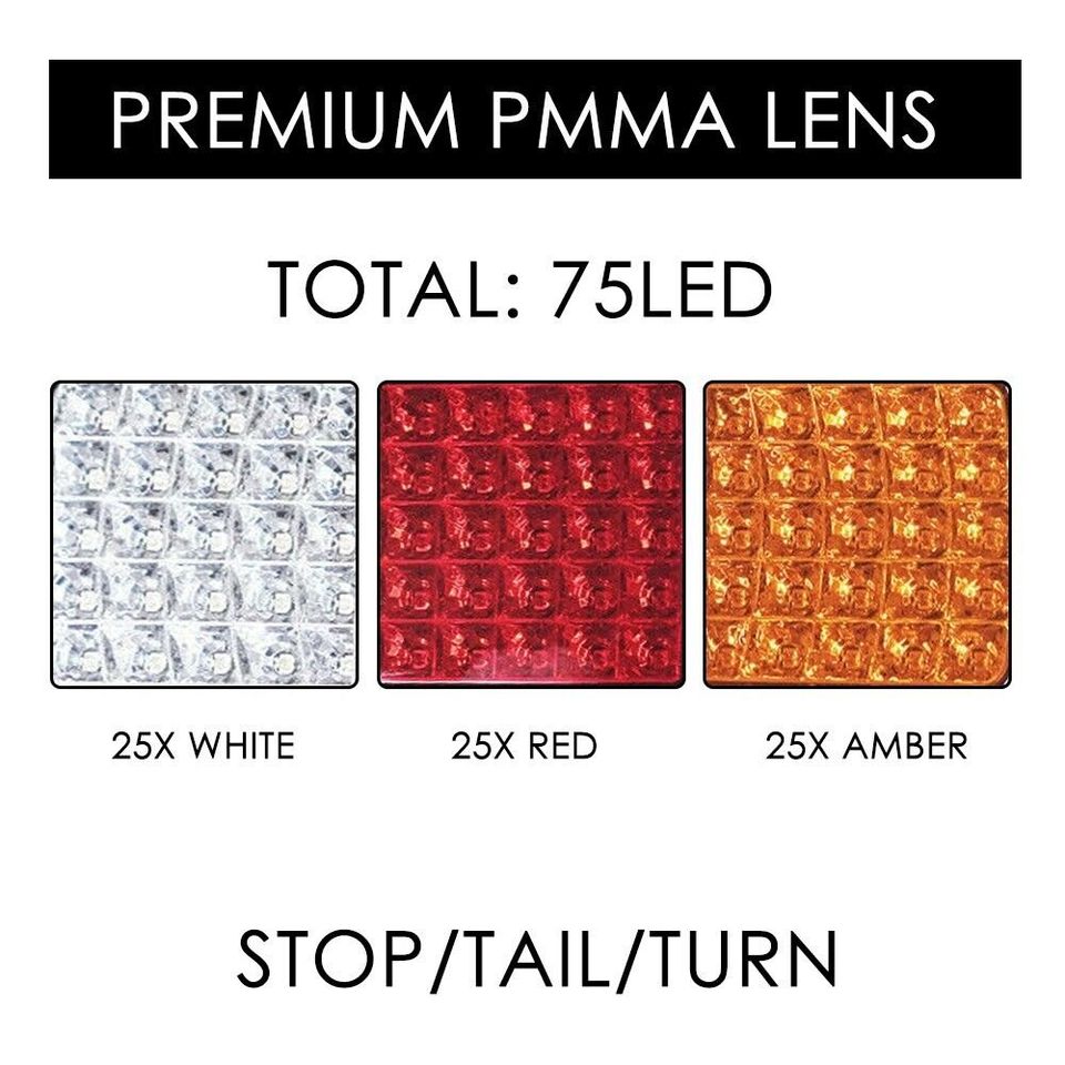 2Pcs 75 LED Tail Lights Trailer Ute Caravan Stop Indicator Rear Lamp Taillights