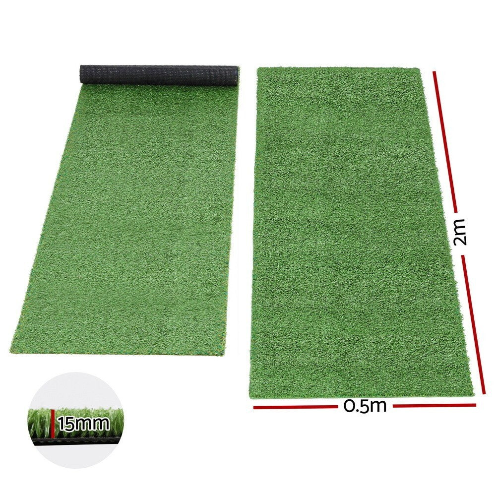 Prime Turf Artificial Grass Turf Rug Fake Grass 2 Rolls 15mm Height 50cm x 2m