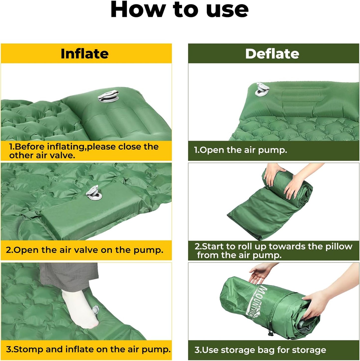 Inflatable Camping Mattress, 2-Person with Built-in Foot Pump