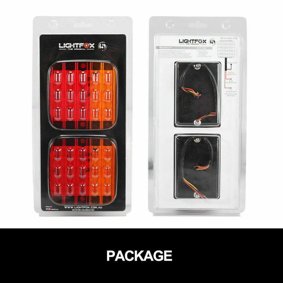 2x Square LED Trailer Tail Lights Stop Indicator Lamp Number Plate Light