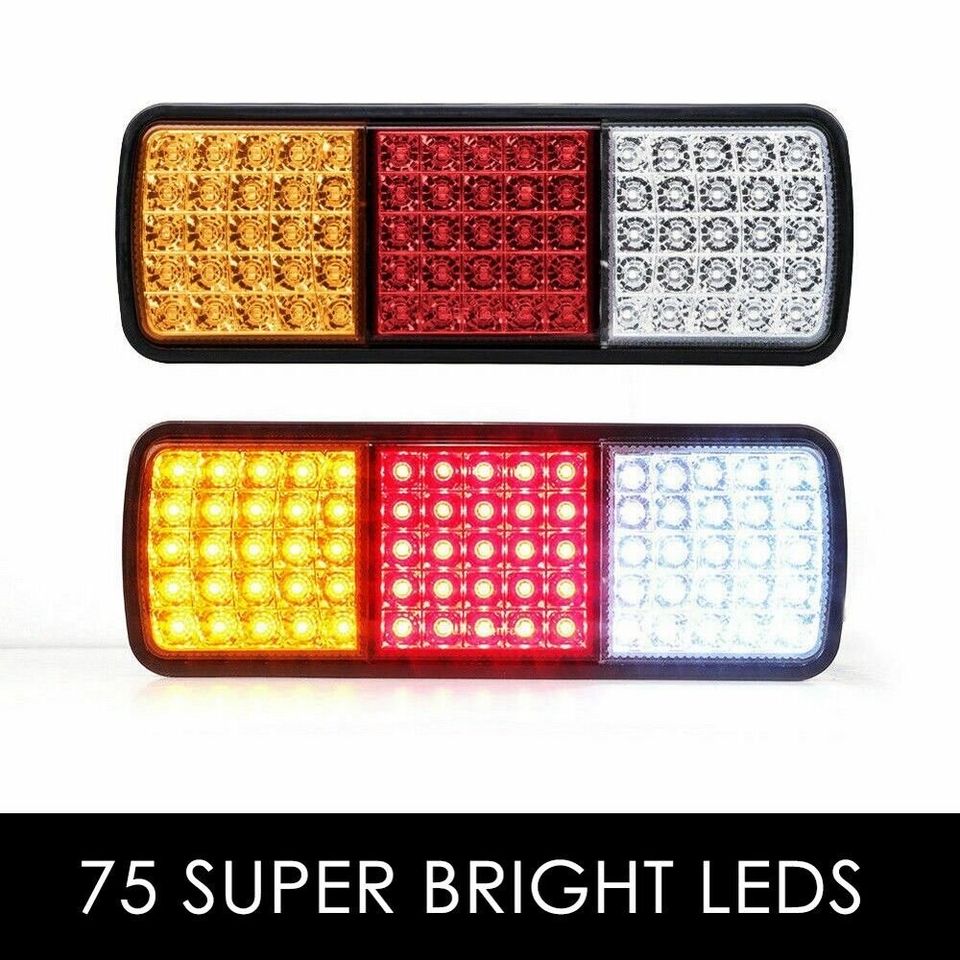 2Pcs 75 LED Tail Lights Trailer Ute Caravan Stop Indicator Rear Lamp Taillights