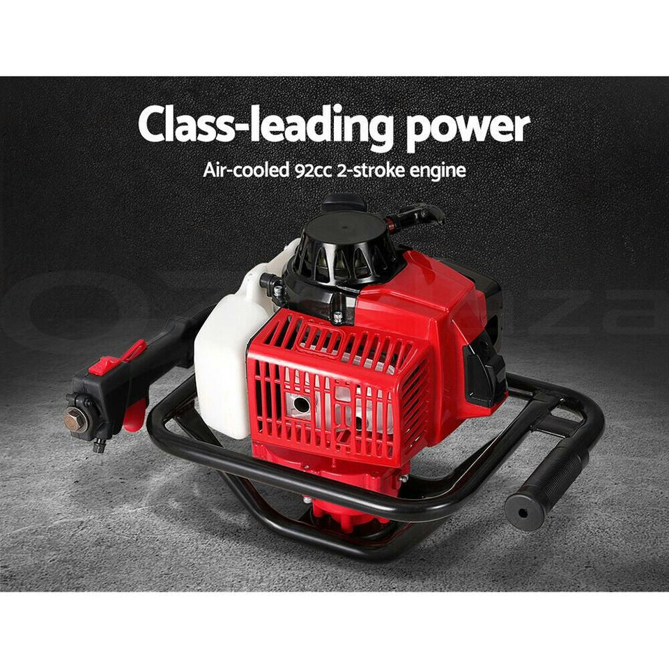 Giantz Post Hole Digger 92CC Petrol Motor Drill Borer Fence Extension Auger Bits