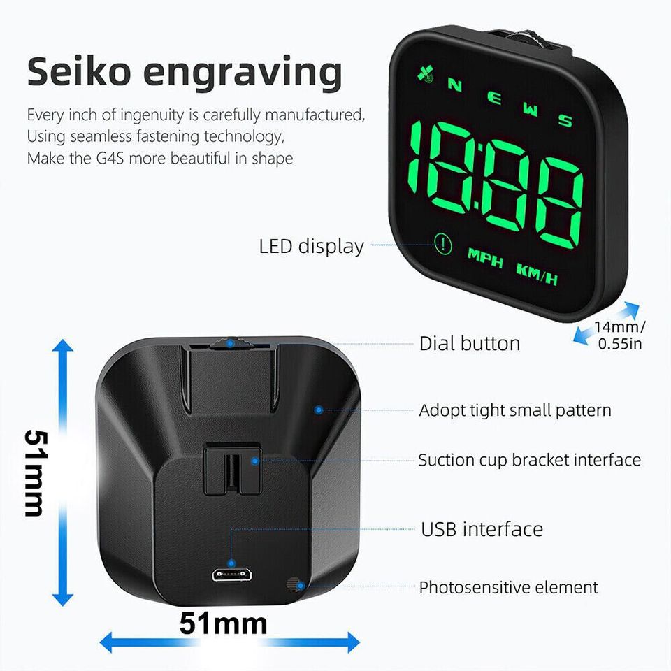 Head up Gauge GPS Speedometer HUD Digital Display Car Speed Warning Universal