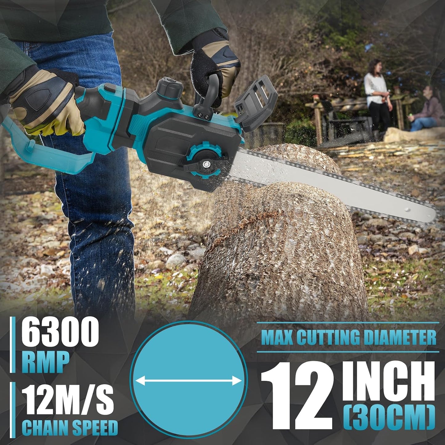 12-Inch Brushless Cordless Chainsaw 1000W - 18V Makita Compatible