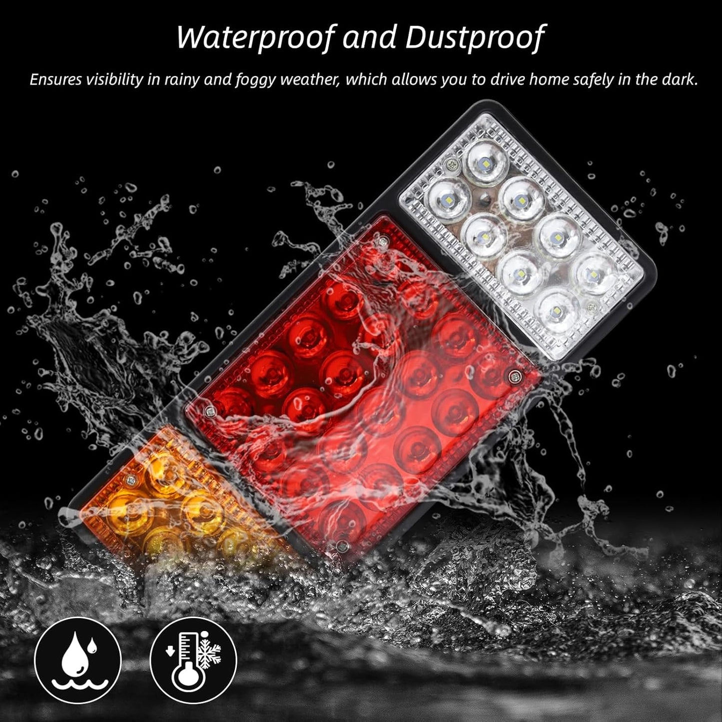 24V LED Trailer Tail Lights - 36-LED Stop, Turn, Signal, Brake, Reverse - Fits Truck/RV/Camper/Trailer, 2 Pcs