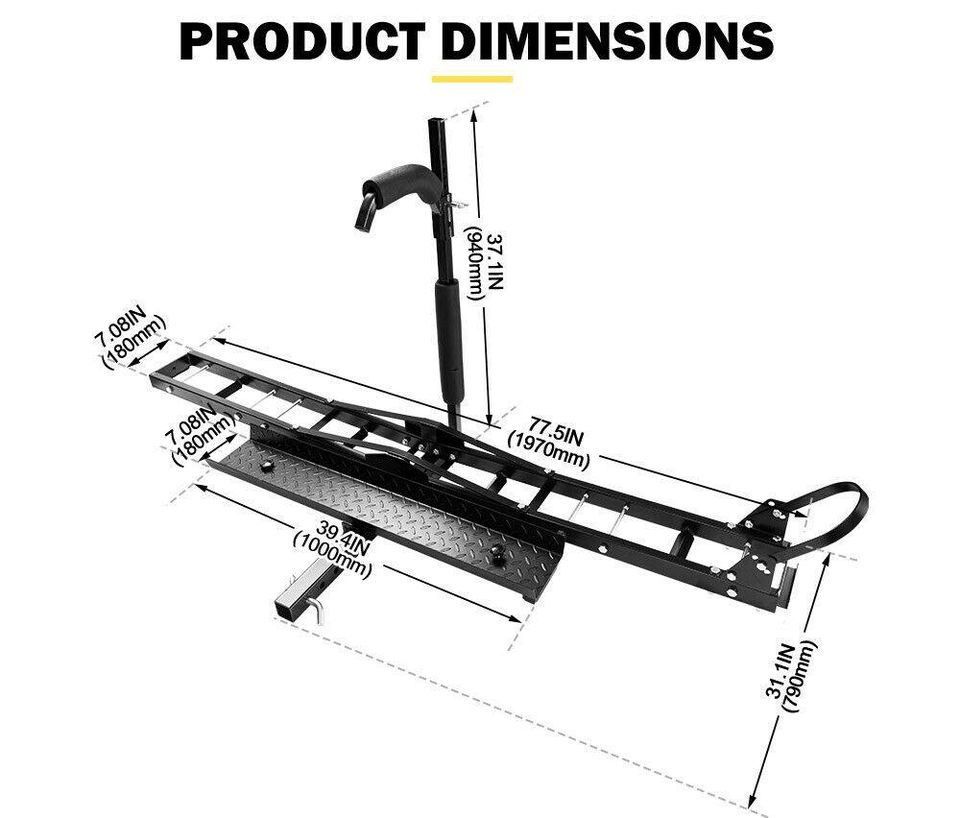 Motorcycle Motorbike Carrier Rack 2" Towbar Arm Rack Bike Ramp Steel