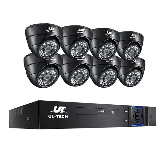 1080P Security Camera System 8CH DVR with 8 CCTV Dome Cameras