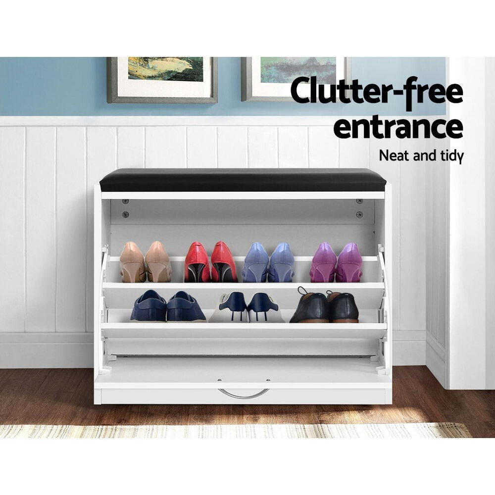 Shoe Rack Cabinet Bench 15 Pairs White