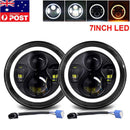 Pair 7" Inch LED Headlights Hi/Lo Beam DRL Projector Fit for JEEP JK GQ PATROL