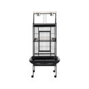 175cm Large Aviary Bird Cage with Wheeled Stand - Black Metal