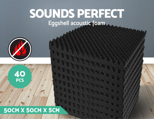 40 pcs Acoustic Foam Sound Absorption Panels Eggshell 50X50X5CM