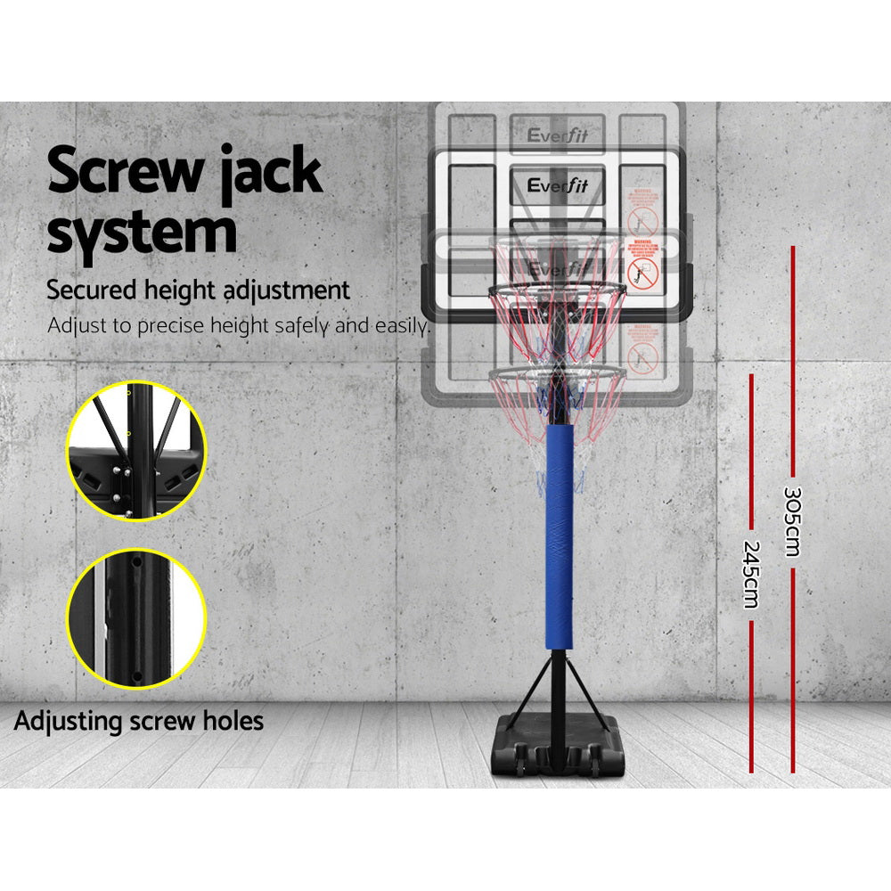 3.05m Portable Basketball Hoop Stand (Blue)