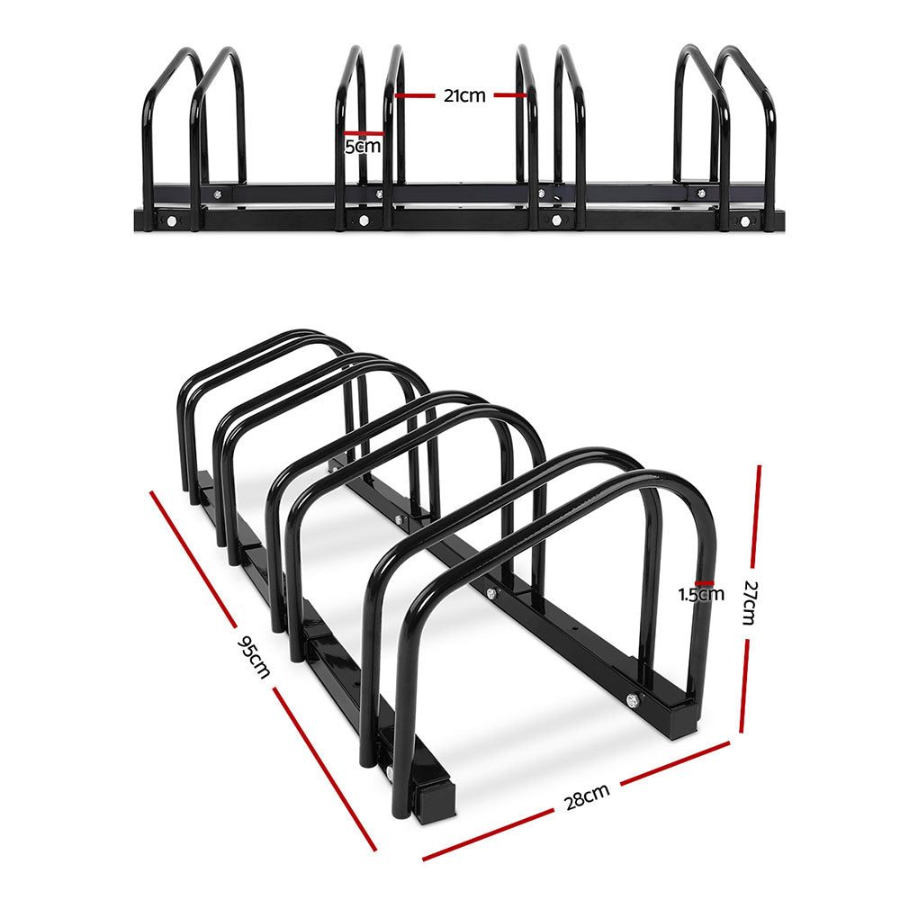 4 Bike Stand Rack, Floor Parking Storage (Black)