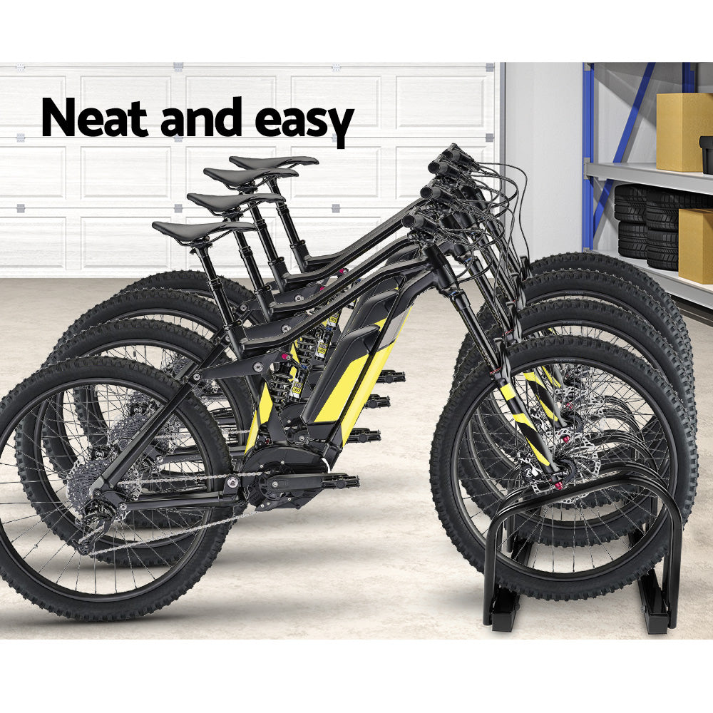 4 Bike Stand Rack, Floor Parking Storage (Black)