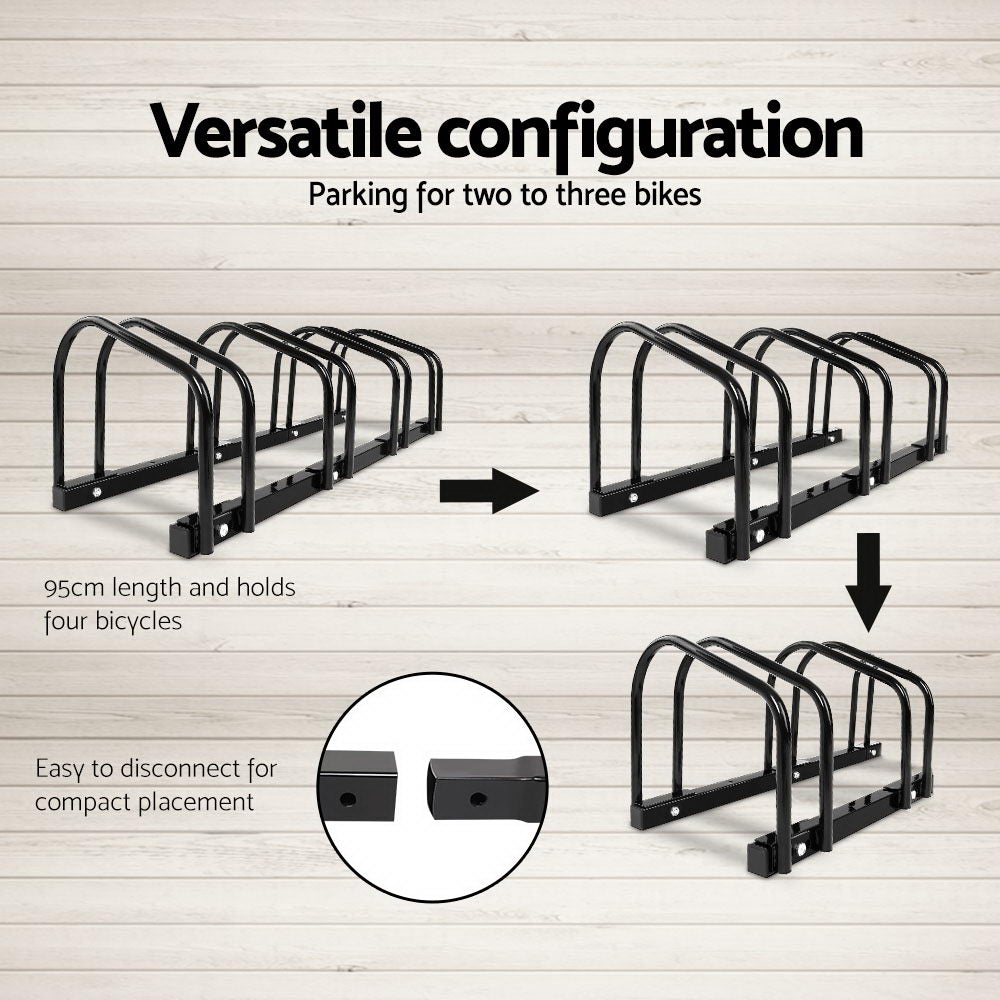 4 Bike Stand Rack, Floor Parking Storage (Black)