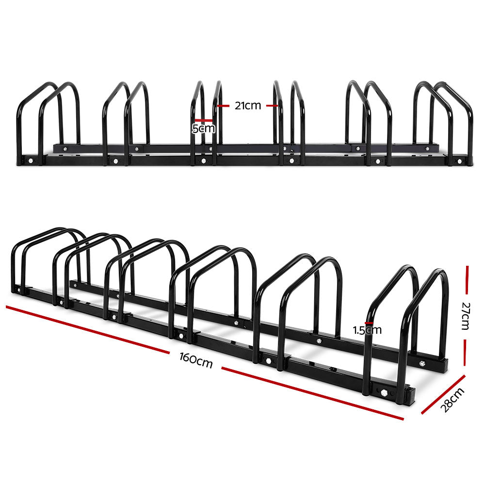 6 Bike Stand Rack, Floor Parking Storage (Black)