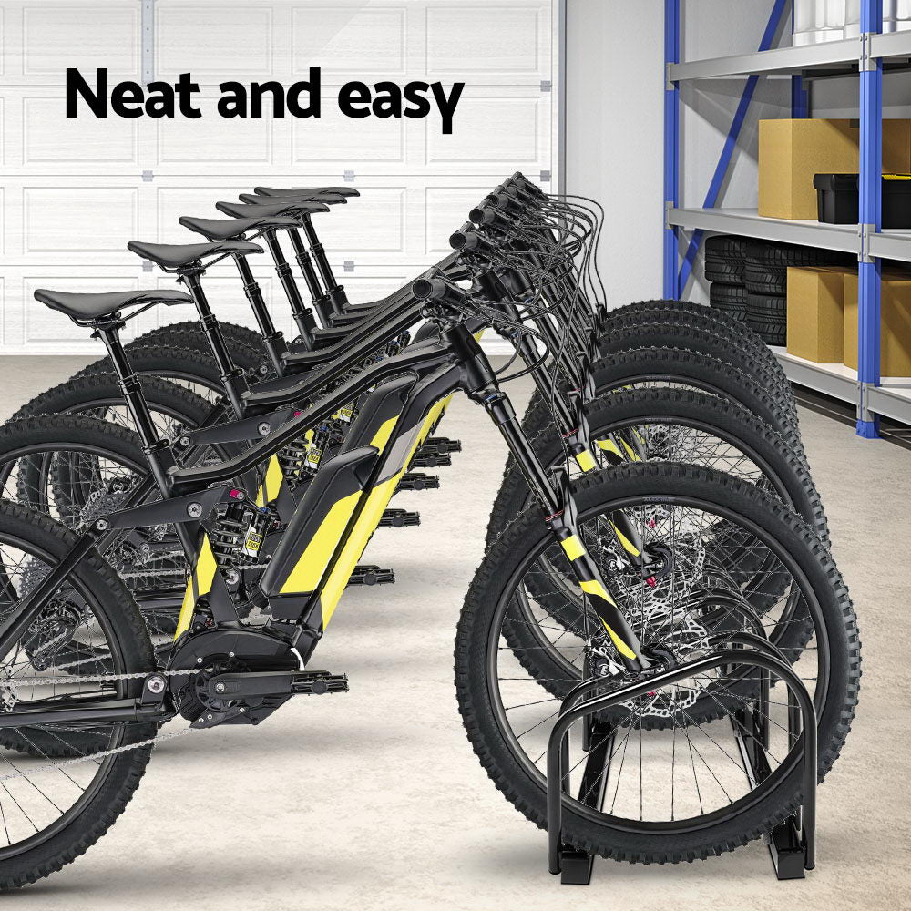 6 Bike Stand Rack, Floor Parking Storage (Black)