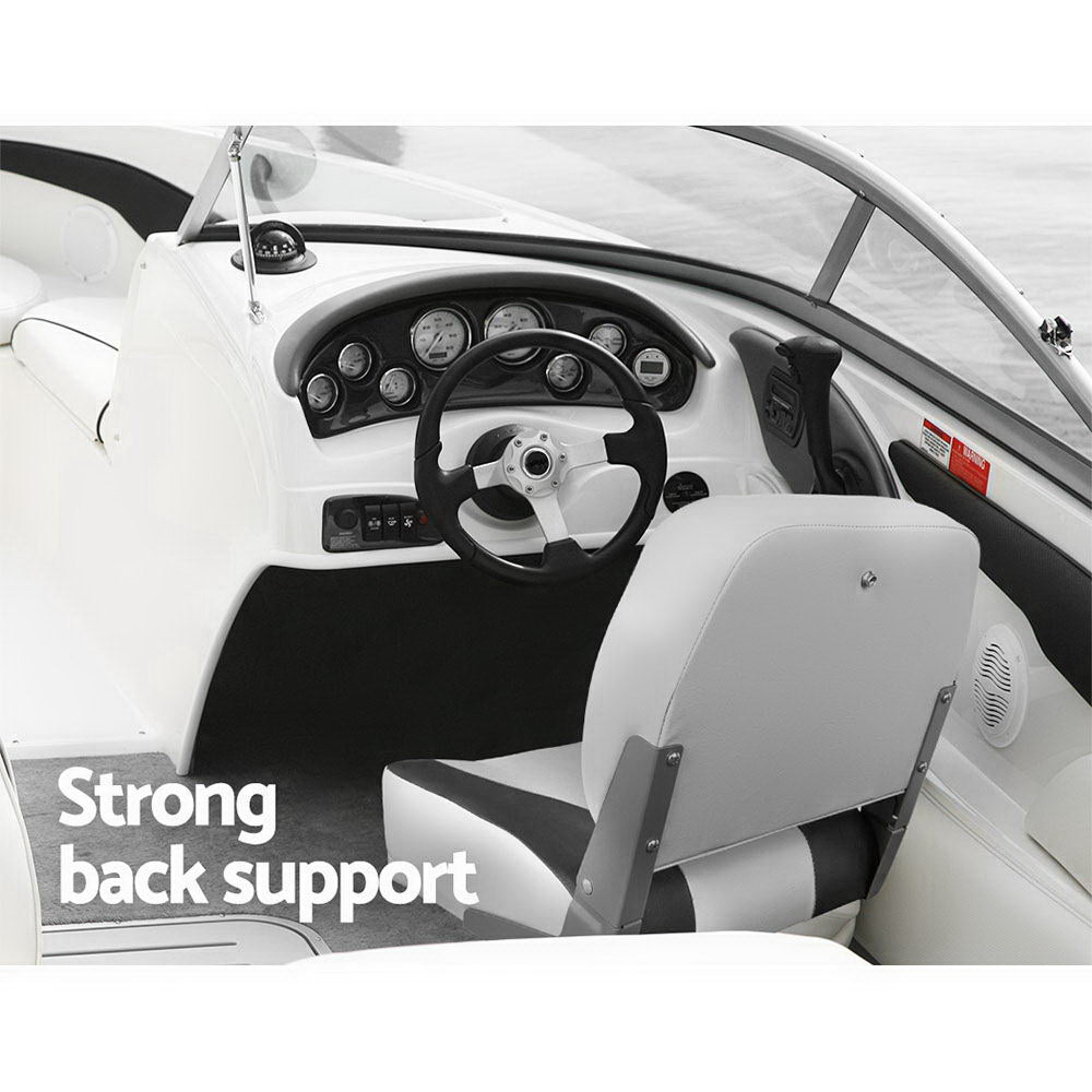 Folding Swivel Boat Seats, Low Back 13cm Padding (Charcoal, Pair)