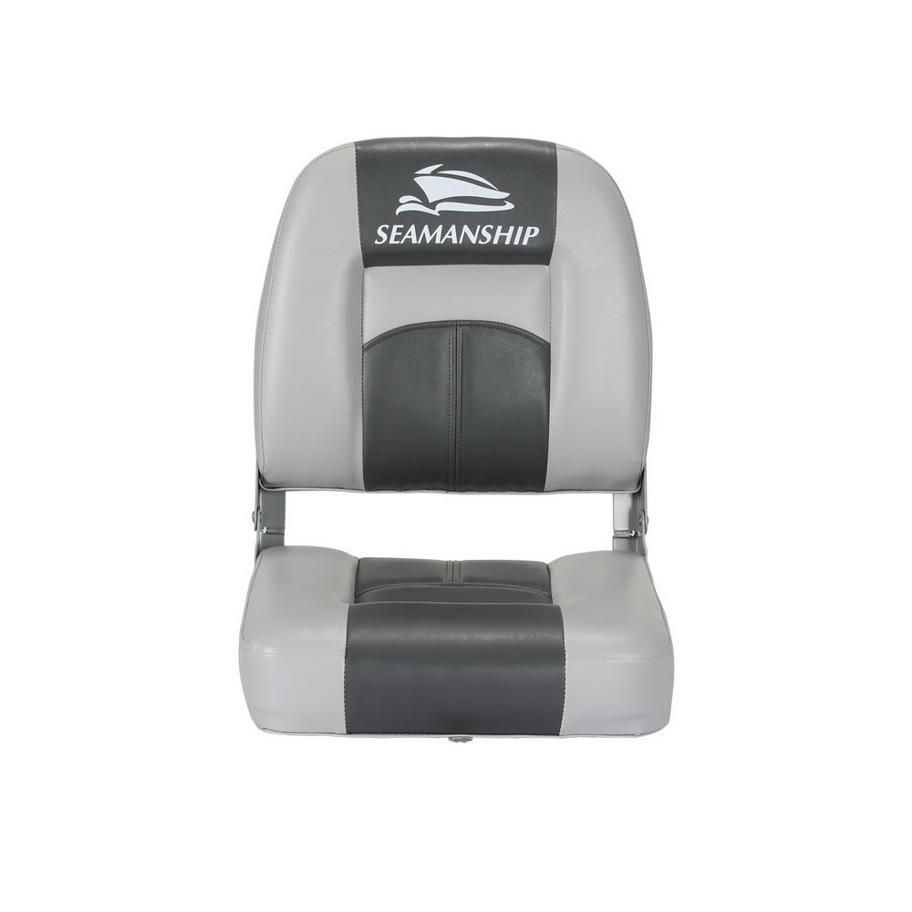 Folding Swivel Boat Seats, Low Back 10cm Padding (Charcoal, Pair)