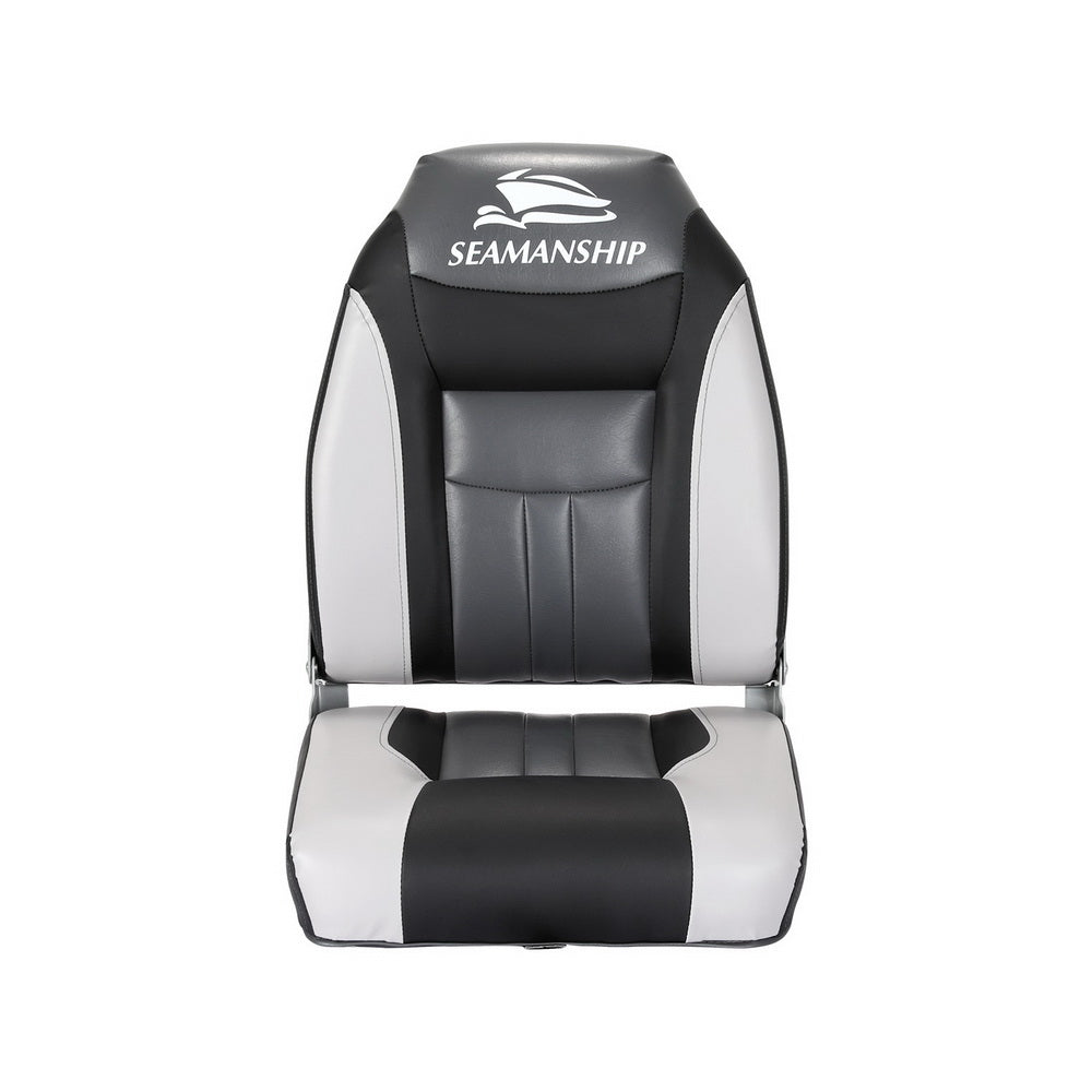 Folding Swivel Boat Seats, High Back (Black, Pair)