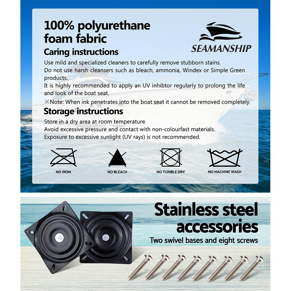 Folding Swivel Boat Seats, High Back (Black, Pair)