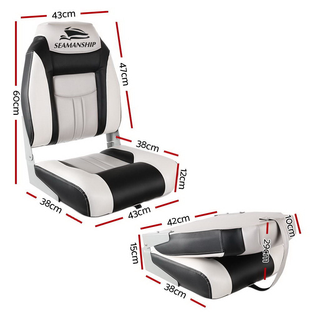 Folding Swivel Boat Seats, High Back (Grey, Pair)