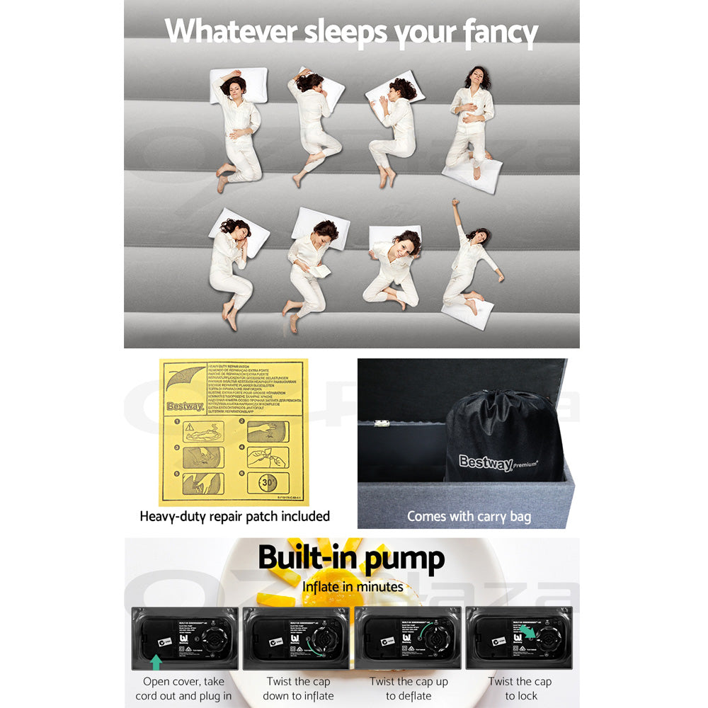 Air Bed Inflatable King Queen Single Bed Mattress Sleeping Mat with Pump
