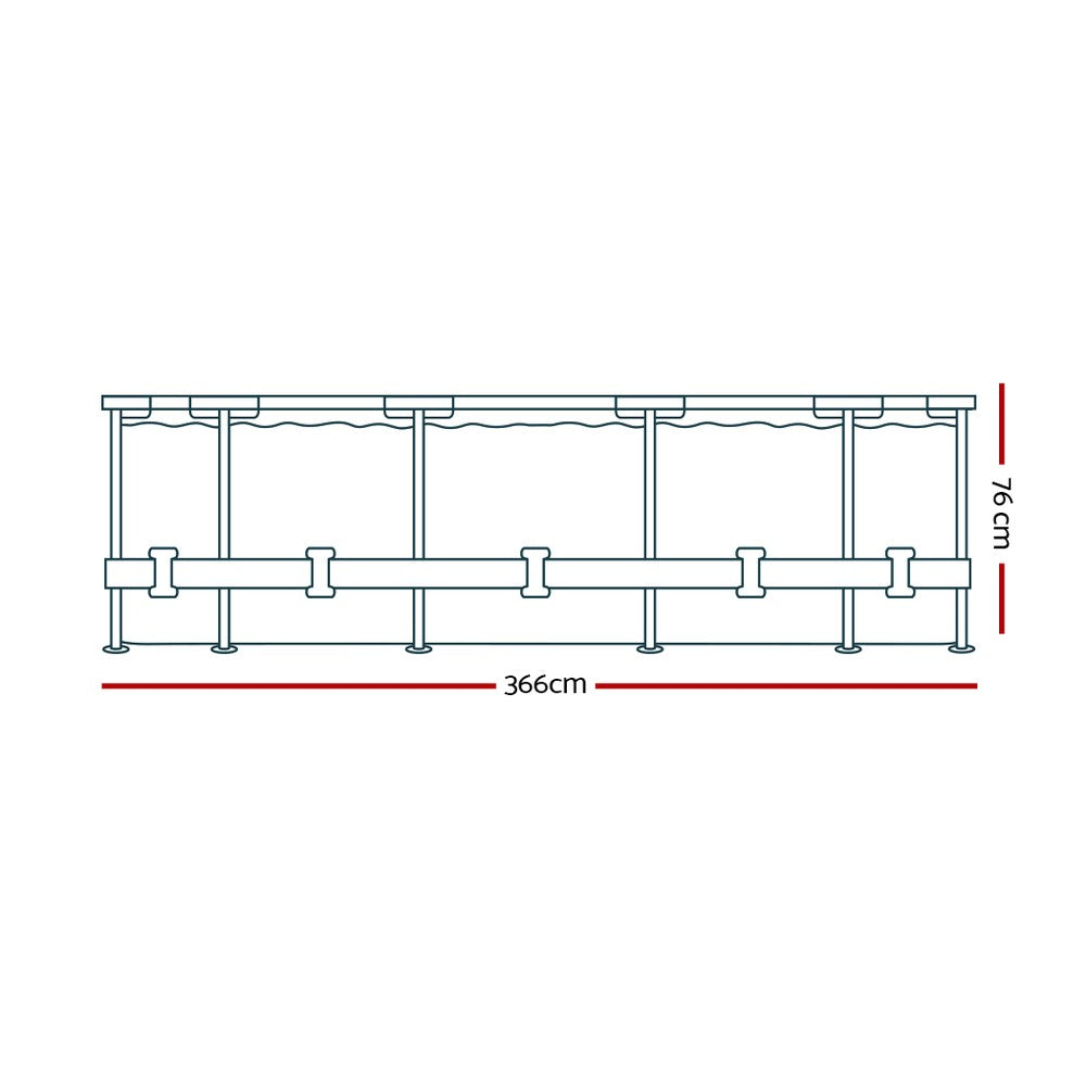 366cm Round Steel Frame Above Ground Pool with Filter Pump, 6473L