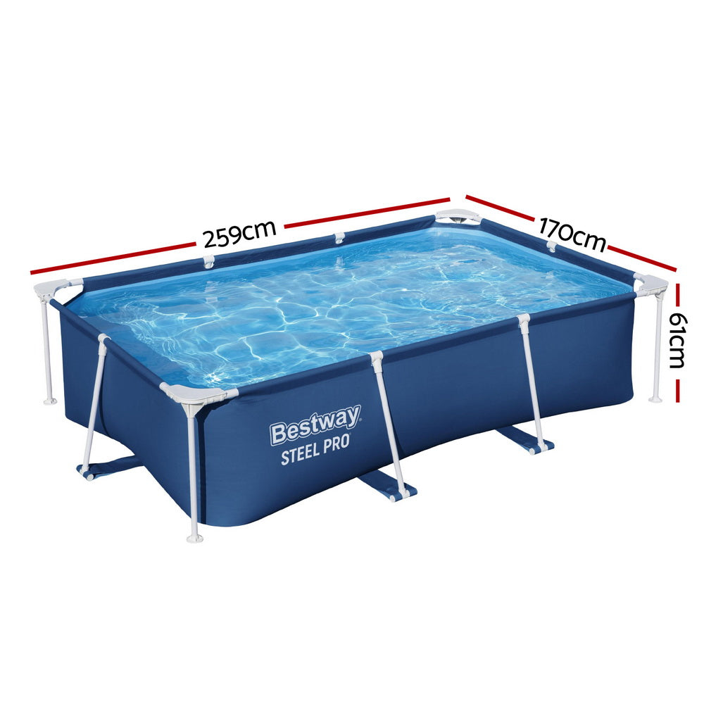 259 x 170 x 61cm Steel Frame Above Ground Pool, 2300L
