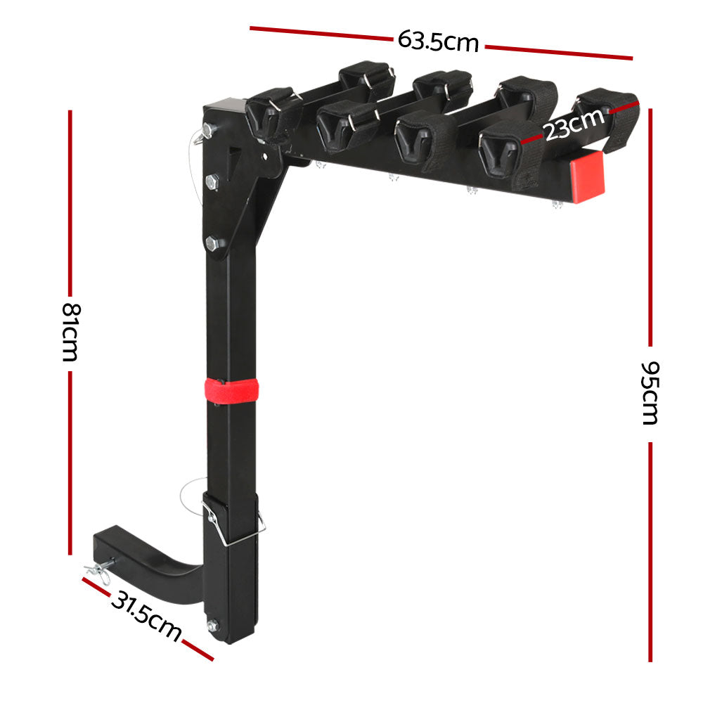 Foldable 4 Bike Carrier Rack, 2" Hitch Mount