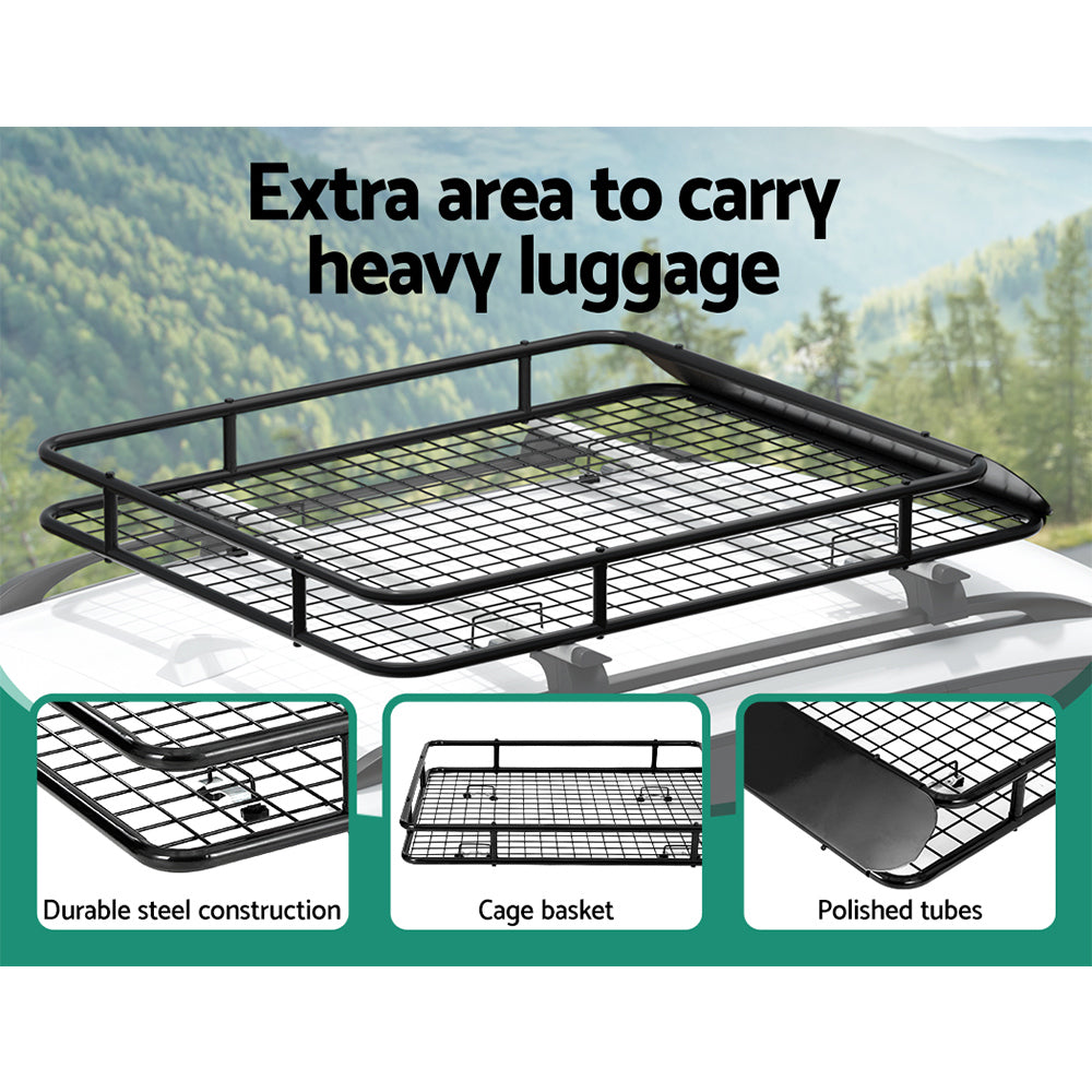 Universal Roof Rack Cargo Basket, 123cm (Black)