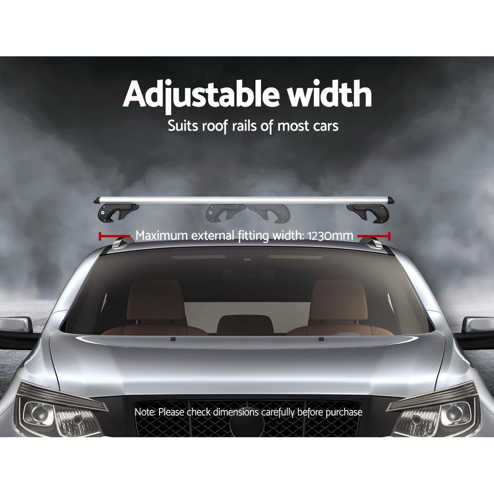 Adjustable Aluminium Roof Rack Cross Bars, 123cm (Silver)