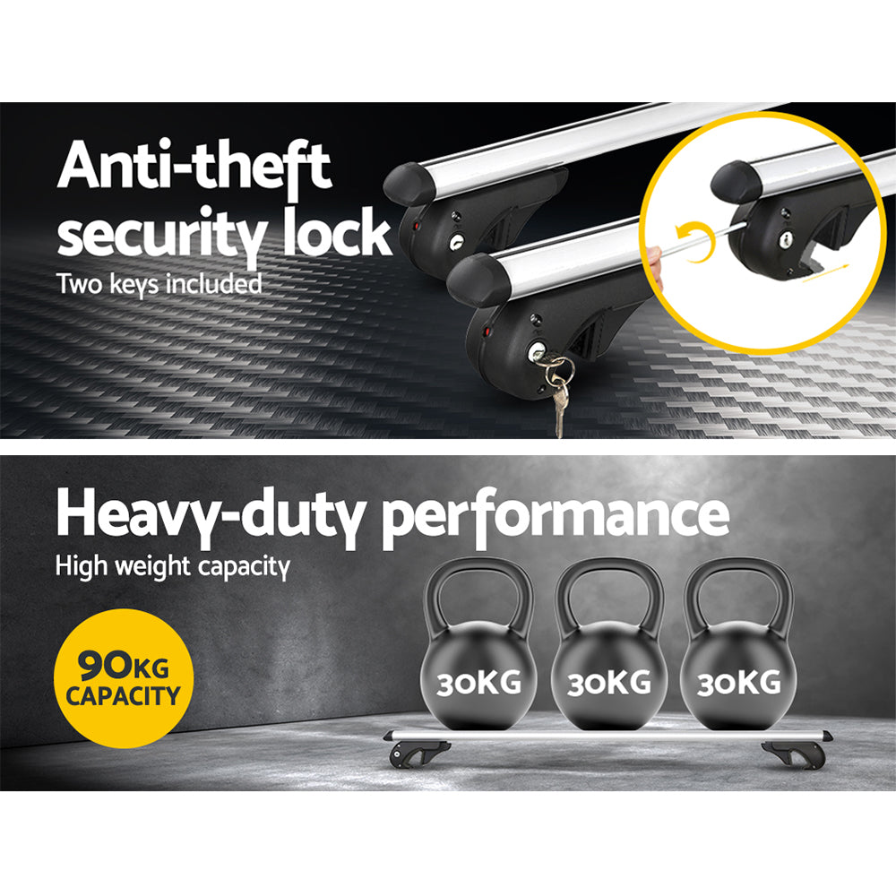 Adjustable Aluminium Roof Rack Cross Bars, 123cm (Silver)