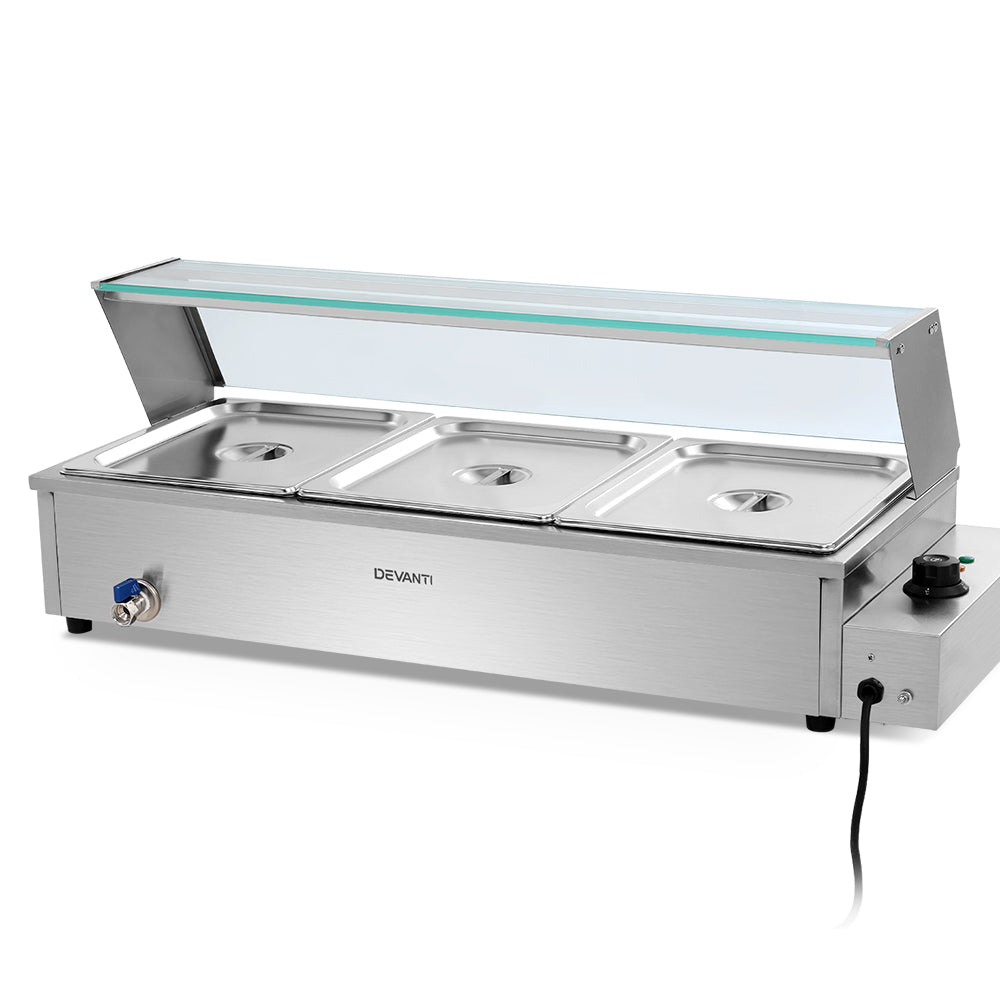 Commercial Bain Marie Food Warmer, 3 Electric Buffet Pans