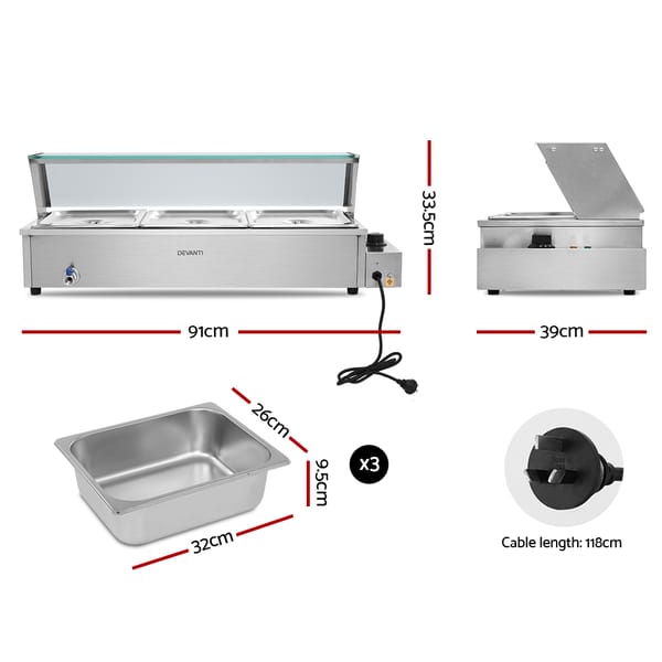 Bain Marie food warmer 3 tray new