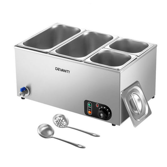 Commercial Bain Marie Food Warmer, 4 Electric Buffet Pans
