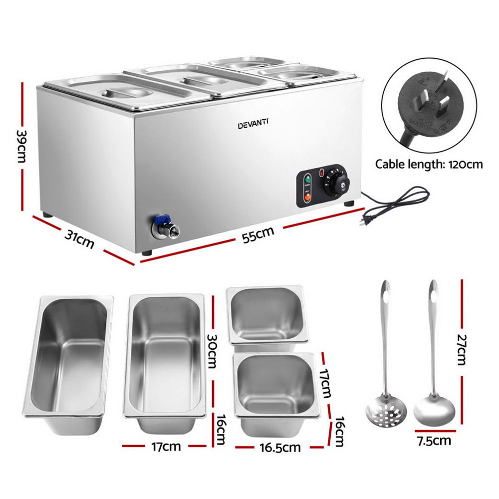 Commercial Bain Marie Food Warmer, 4 Electric Buffet Pans