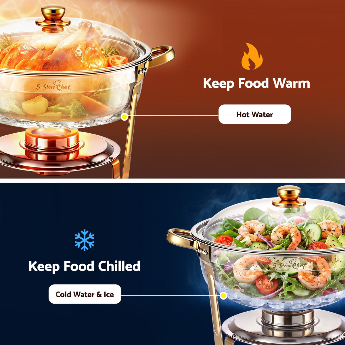 5L Chafing Dish Buffet Food Warmer, Set of 2