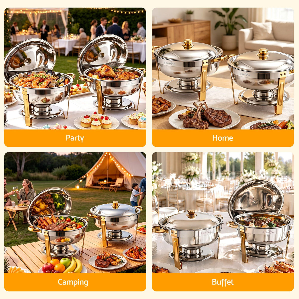 5L Chafing Dish Buffet Food Warmer, Set of 2