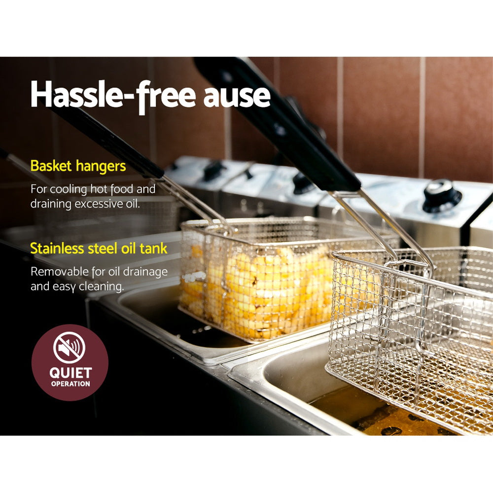 20L Commercial Electric Deep Fryer, Double Basket 4400W