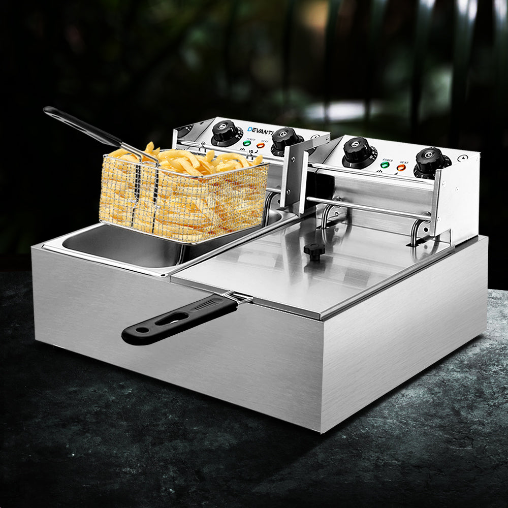 20L Commercial Electric Deep Fryer, Double Basket 4400W