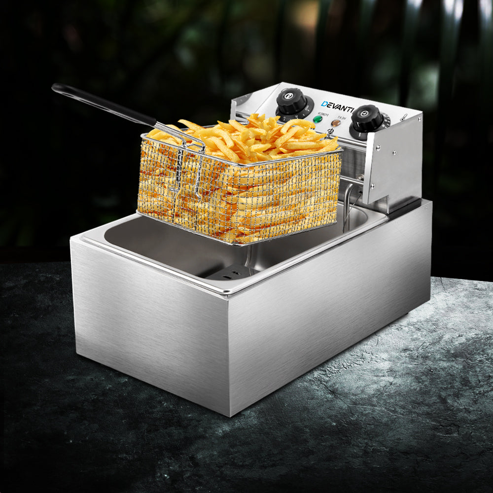 10L Commercial Electric Deep Fryer, Single Basket 2200W