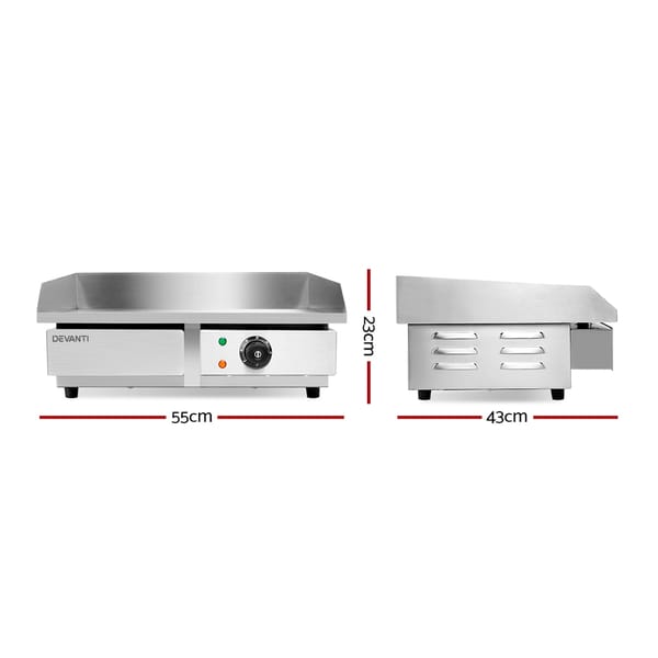 Commercial Electric Griddle BBQ Grill Pan Hot Plate Stainless Steel 3000W