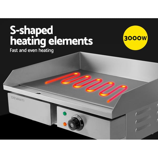 Commercial Electric Griddle BBQ Grill Pan Hot Plate Stainless Steel 3000W