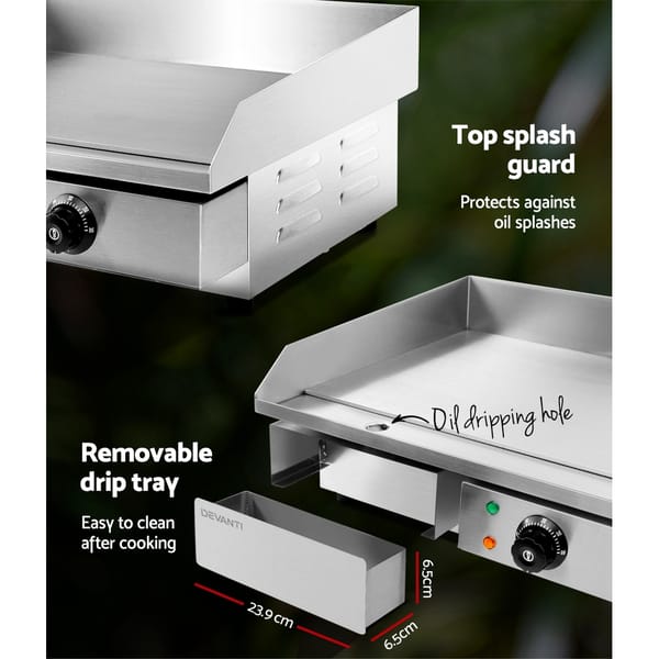 Commercial Electric Griddle BBQ Grill Pan Hot Plate Stainless Steel 3000W