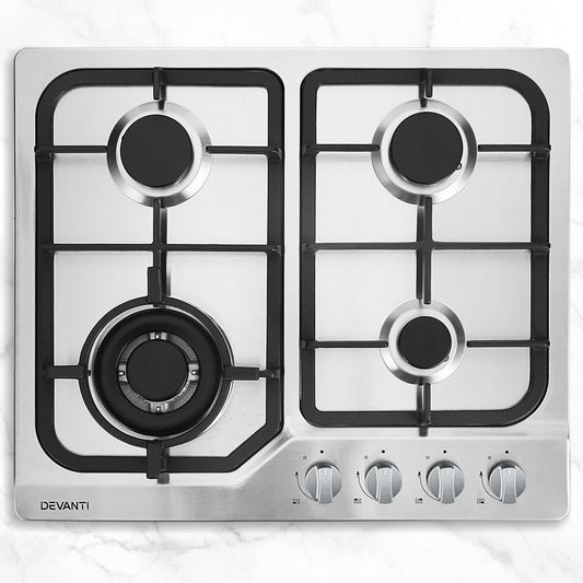 60cm 4 Burner Gas Cooktop (Silver)